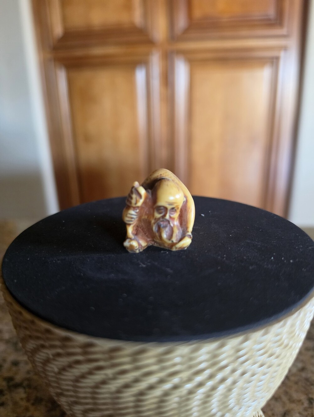 Netsuke Hand-Carved Figurine Bent Over Man with Beard - EUC Rare Collectible
